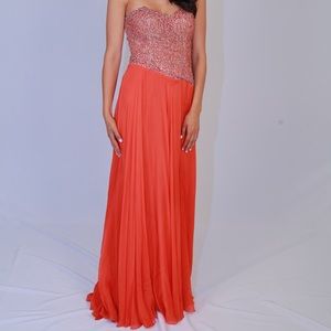 Red Coral Jovani Chiffon gown